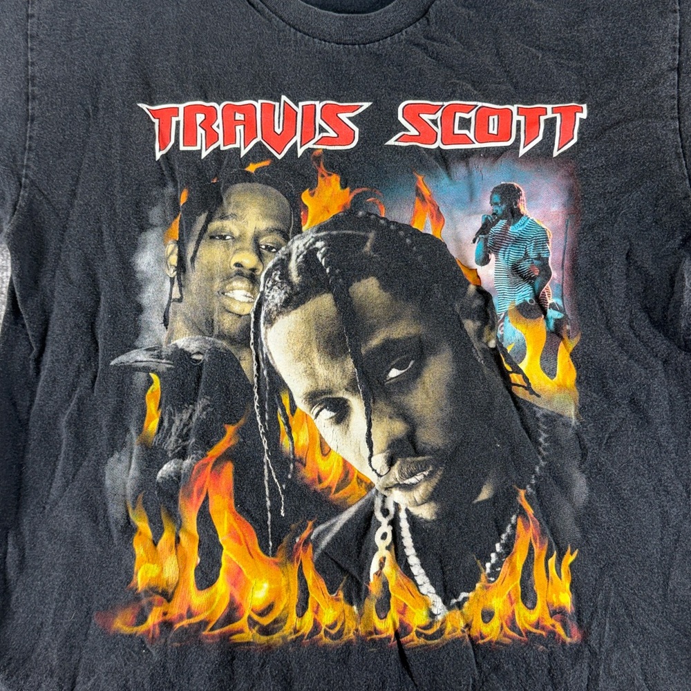 Travis Scott Short Sleeve Shirt Tee Rap Black Graphic Print Mens Large 2015 Tour - Picture 2 of 10
